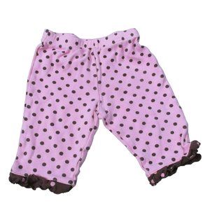 Specialty Baby Pull On Sweatpants Infant Girls 3-6M Pink Brown Polka Dot Elastic